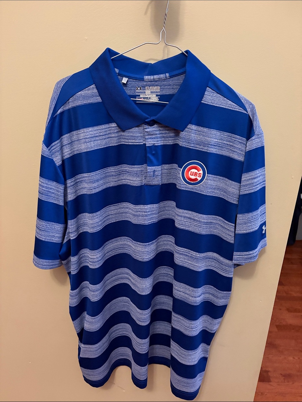 Under Armour Blue Striped Chicago Cubs Performance Polo